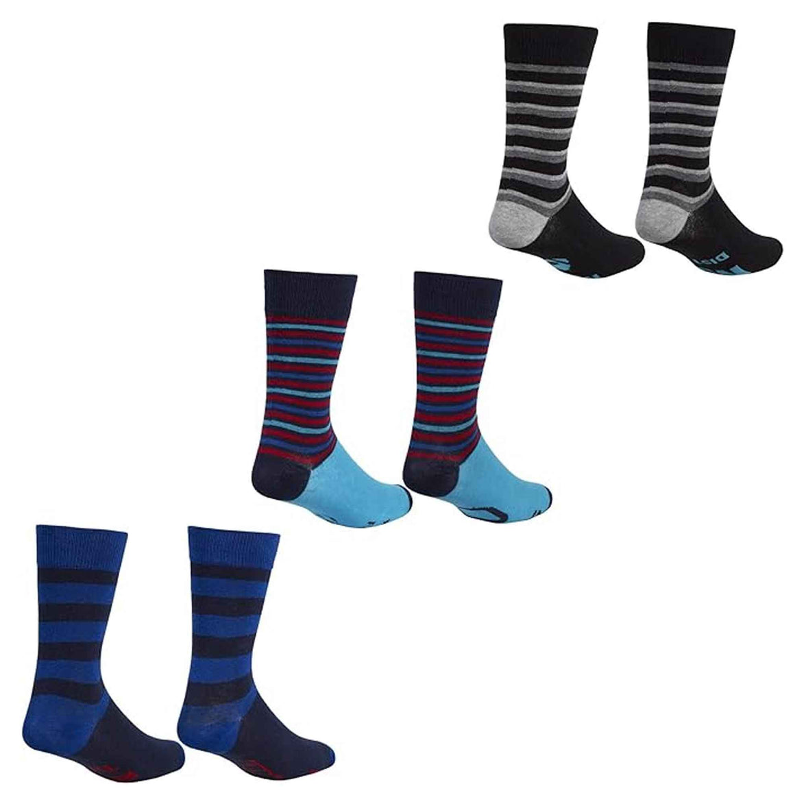 3 Pack Mens Novelty Slogan Socks Reinforced Heel Toe Cushioned Footbed Football Rugby Durable Cotton Assorted Styles Sock Stack ASSORTED / 6-11 Socks