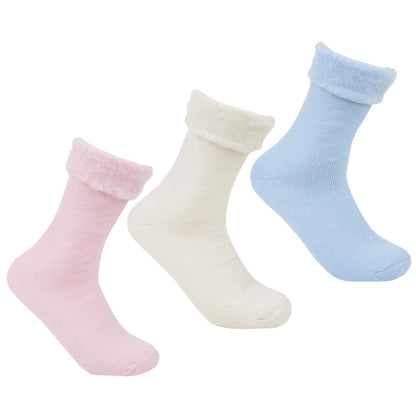 3 Pack Women's Non Slip Thermal Bed Socks Cozy Winter Slipper Socks with Silicone Grips Warm Ankle Coverage UK Sizes 4-8 Multiple Colors by Sock Stack PLAIN ASSORTED (B97) Socks
