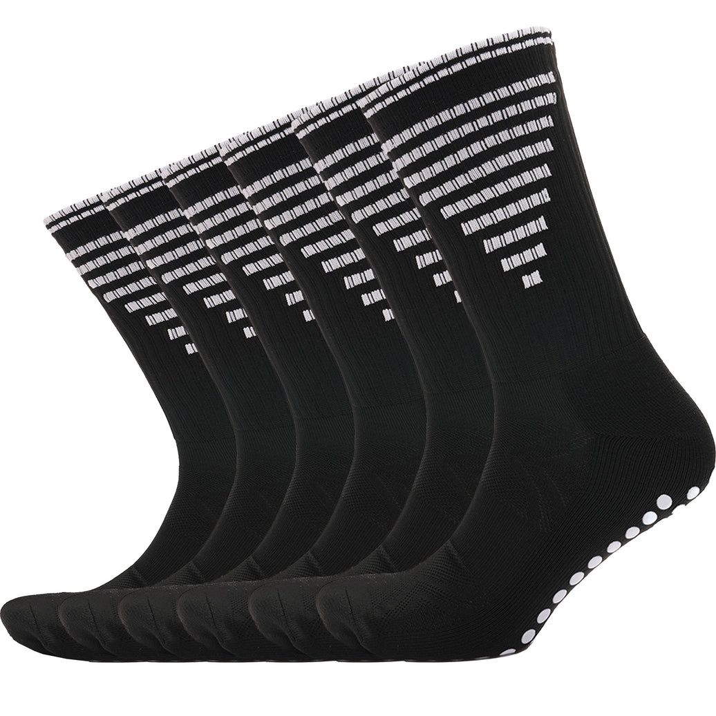 3 Pairs Black Anti Slip Football Grip Socks for Men Sports Socks for Gym Running Yoga Trekking Hiking by  Sock Stack 6-8 / BLACK Socks