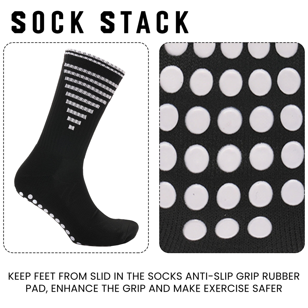 3 Pairs Black Anti Slip Football Grip Socks for Men Sports Socks for Gym Running Yoga Trekking Hiking by  Sock Stack Socks