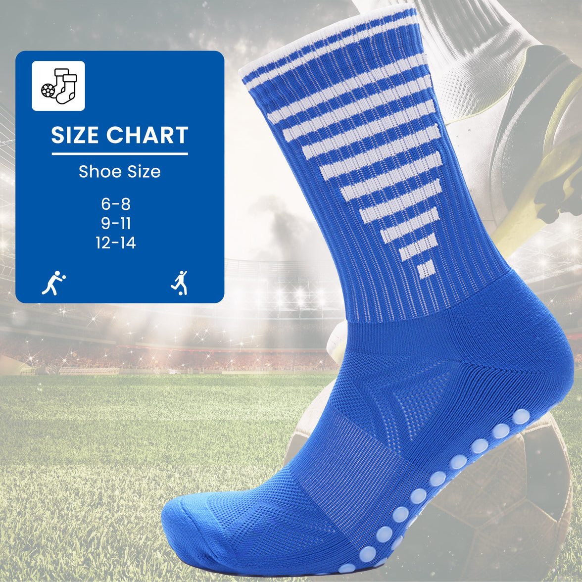 3 Pairs Blue Anti Slip Football Grip Socks for Men Sports Socks for Gym Running Yoga Trekking Hiking by Sock Stack Socks