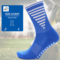 3 Pairs Blue Anti Slip Football Grip Socks for Men Sports Socks for Gym Running Yoga Trekking Hiking by Sock Stack Socks