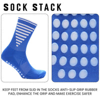 3 Pairs Blue Anti Slip Football Grip Socks for Men Sports Socks for Gym Running Yoga Trekking Hiking by Sock Stack Socks