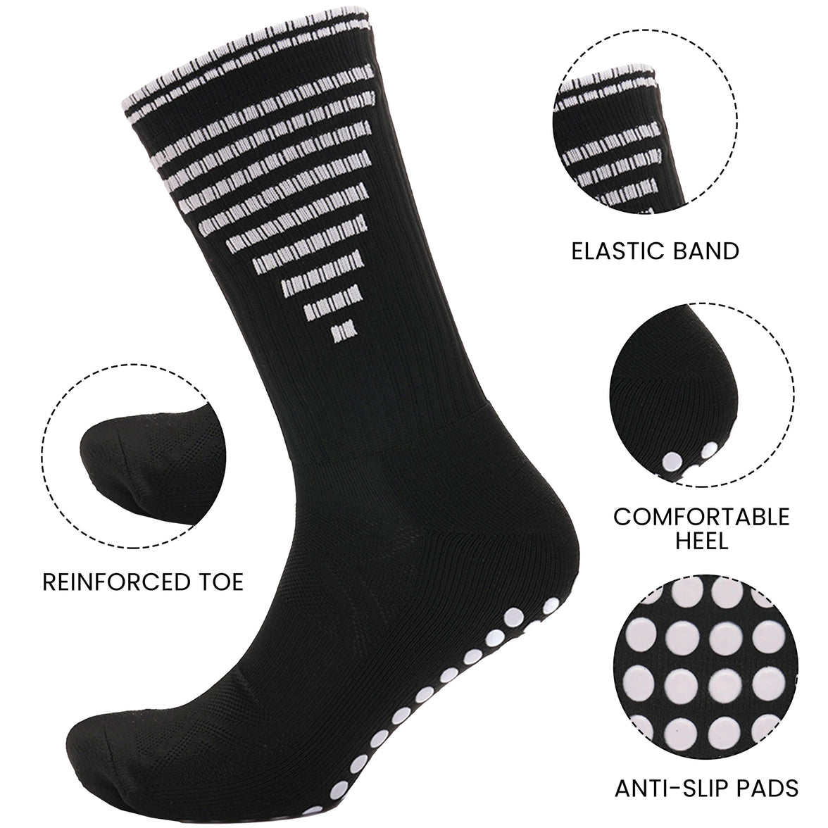 3 Pairs Kids Football Grip Socks Black Anti-Slip Sports Socks for Gym Yoga Running Trekking & Hiking by Sock Stack Socks