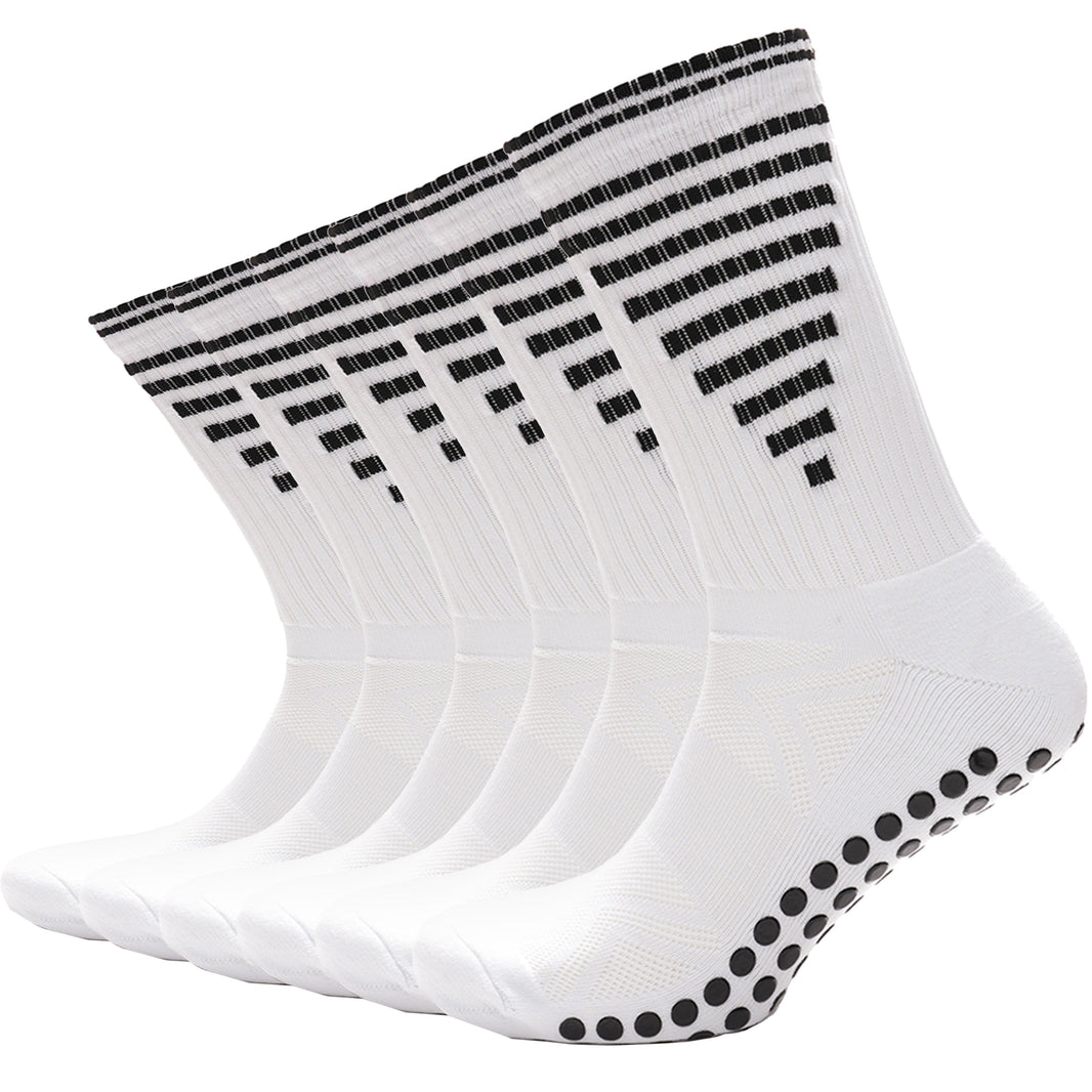 3 Pairs Kids Football Grip Socks White Anti-Slip Sports Socks for Gym Yoga Running Trekking & Hiking by Sock Stack 12-3 / WHITE Socks