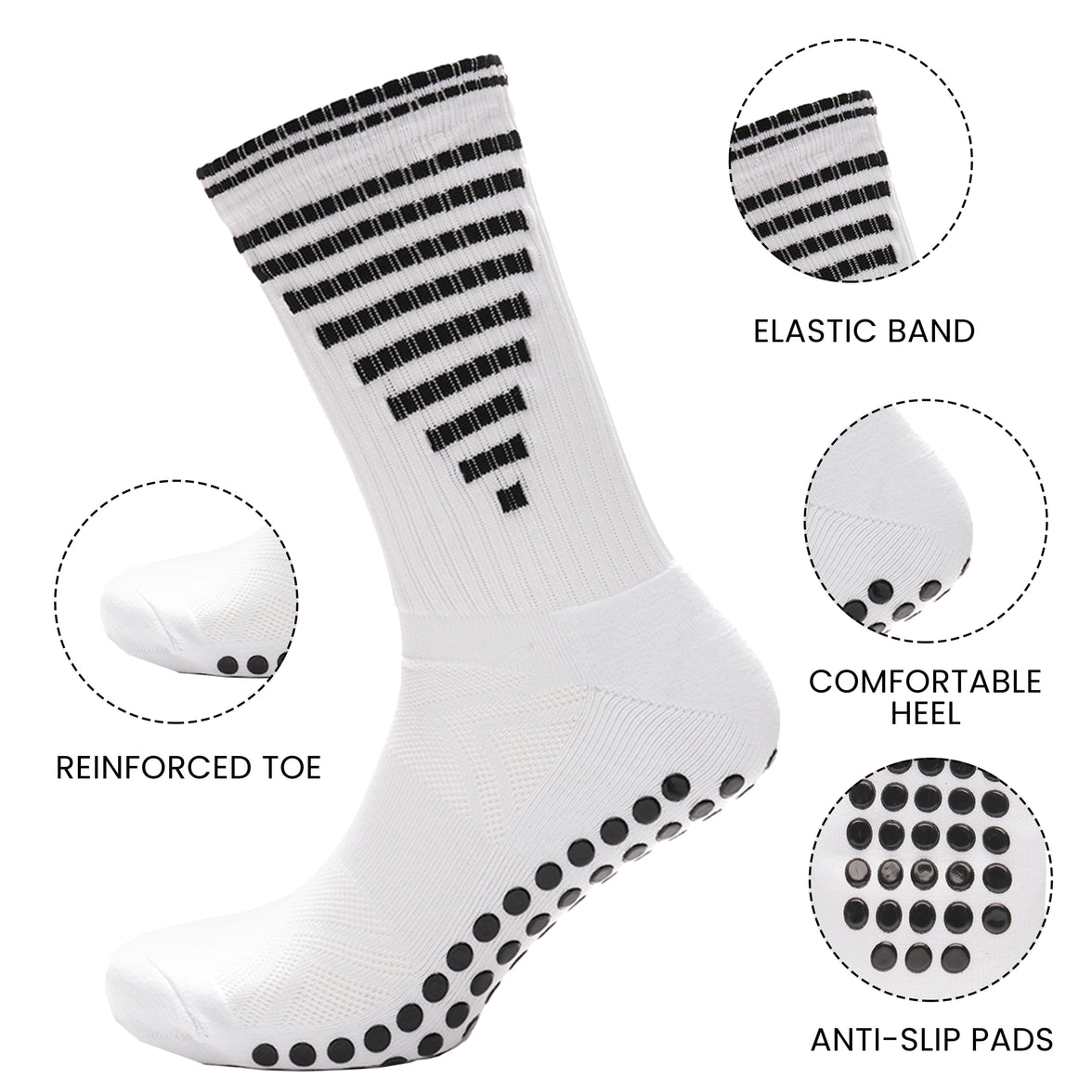 3 Pairs Kids Football Grip Socks White Anti-Slip Sports Socks for Gym Yoga Running Trekking & Hiking by Sock Stack Socks