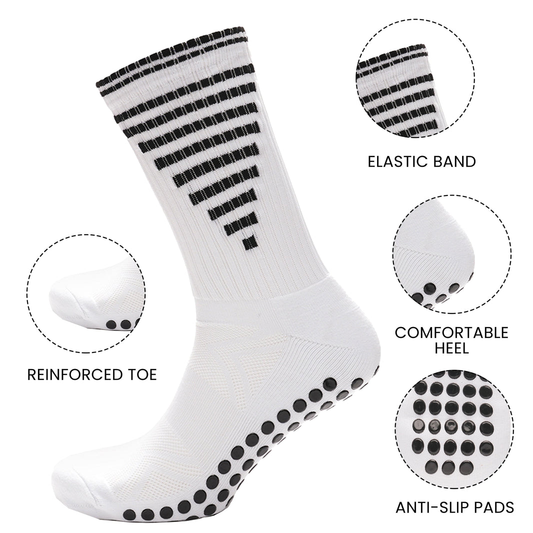 3 Pairs Kids Football Grip Socks White Anti-Slip Sports Socks for Gym Yoga Running Trekking & Hiking by Sock Stack Socks
