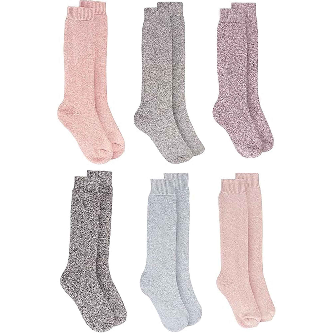 3 Pairs Ladies Wellington Boot Socks Warm Thermal Knee-High Outdoor Hiking Wool Blend Moisture-Wicking Assorted Colors Size UK 4-8 EU 37-40 by Sock Stack UK | 4-8 / ASSORTED COLOUR Socks