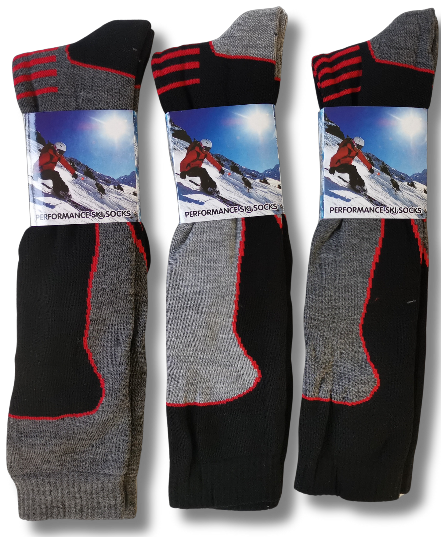 3 Men's Ski Snowboard Sock, Long Thermal Winter Socks, Long Thermal Heat Holding Socks, Outdoor Walking Hiking Durable Knee High, Black Grey Red. Buy now for £8.00. A Socks by Sock Stack. 6-11, acrylic, assorted, black, black socks, boot, boot socks, boys