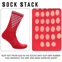 3 Pairs Red Anti Slip Football Grip Socks for Men Sports Socks for Gym Running Yoga Trekking Hiking by  Sock Stack Socks