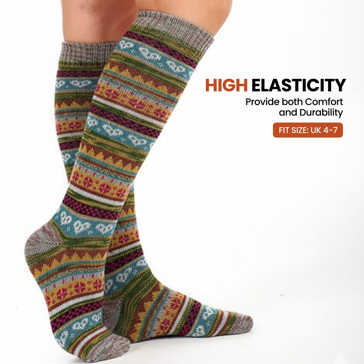 3 Pairs Women’s Nordic Wool Socks Long Winter Warm Thermal Boot Sock Cosy Thick Knitted Ladies Size UK 4-7 by Sock Stack ASSORTED Socks