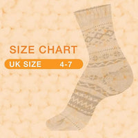 3 Pairs Womens Natural Thermal Alpaca Wool Socks Ultra Soft Warm Winter Boot Socks Non Slip Grippers Cute Nordic Designs Sizes UK 4-7 Daisy Dreamer Socks