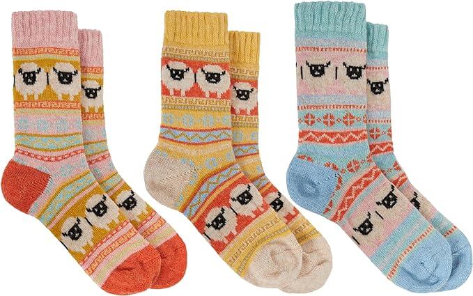 3 Pairs Womens Natural Thermal Alpaca Wool Socks Ultra Soft Warm Winter Boot Socks Non Slip Grippers Cute Nordic Designs Sizes UK 4-7 Daisy Dreamer UK 4-7 / ALPACA Socks