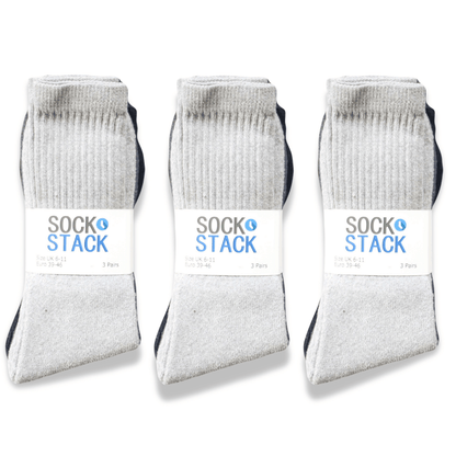 30 Pairs Mens Cotton Rich Performance Sport Socks Outdoor Athletics Running Hiking Football Black Grey White Sock Cushioned Anti-Blister Moisture-Wicking Breathable Comfortable UK 6-11 by Sock Stack ASSORTED Socks