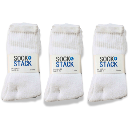 30 Pairs Mens Cotton Rich Performance Sport Socks Outdoor Athletics Running Hiking Football Black Grey White Sock Cushioned Anti-Blister Moisture-Wicking Breathable Comfortable UK 6-11 by Sock Stack WHITE Socks