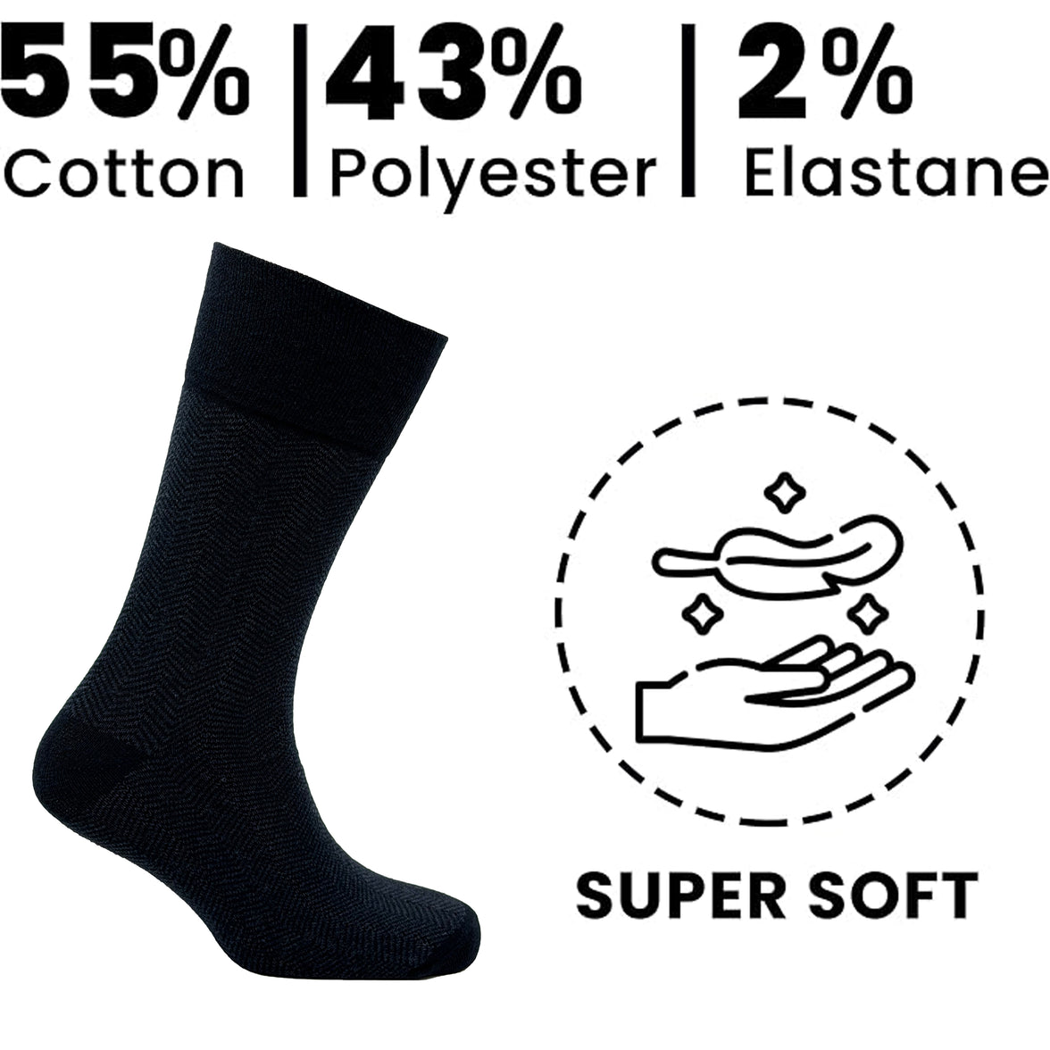 Sock Stack メンズ用糖尿病対応ノンエラスティック・ゆったりフィットソックス シェブロン柄 6足セット サイズ6～11 綿素材 快適なカフス 通気性 毎日使い