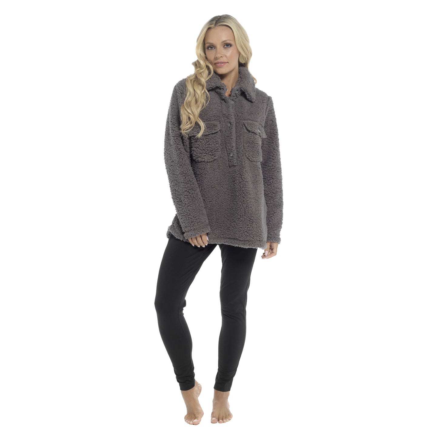 Women's Ultra-Soft Sherpa Lounge Set Long Sleeve Top and Leggings with Double Pockets Cozy Pajamas for Chilly Days Multiple Sizes Daisy Dreamer. Buy now for £20.00.