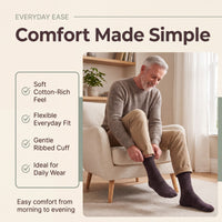 Sock Stack メンズ用糖尿病対応 ノンエラスティック ゆったりグリップソックス 千鳥格子 6足組 サイズ6～11 コットン製 快適な履き口 通気性 毎日使いに最適