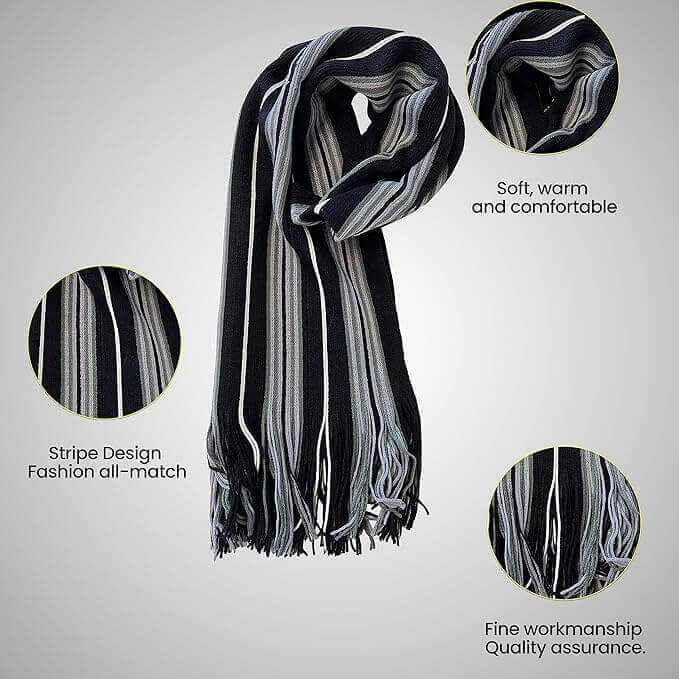 Luxury Men's Scarf Stylish Stripe Design Long Woven Scarves. Buy now for £7.00. A Scarves by Sock Stack. accessories, accessory, black, blue, comfortable, Fashion, gift, grey, Long, mens, neck warmer, red, Scarf, Scarfs, Scarves, shawl collar, soft, strip