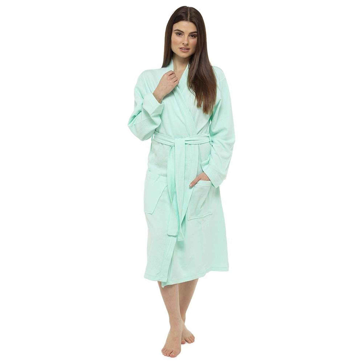 Women's 100% Cotton Waffle Bath Robe Soft-Touch Fabric with Belted Design and Deep Pockets for All-Season Comfort Multiple Sizes and Colors by Daisy Dreamer MINT / 8-10 Robe