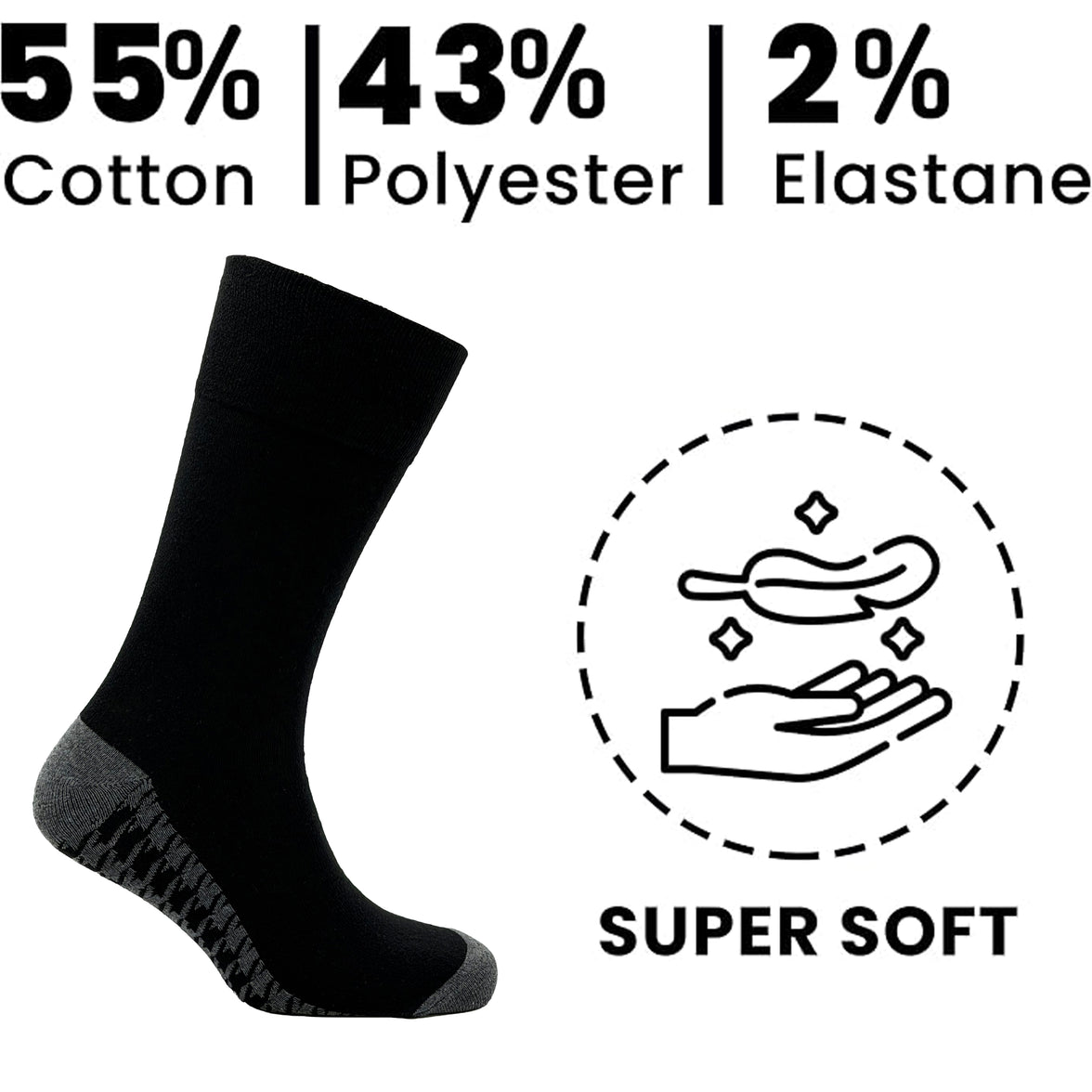 Sock Stack メンズ用糖尿病対応 ノンエラスティック ゆったりグリップソックス 千鳥格子 6足組 サイズ6～11 コットン製 快適な履き口 通気性 毎日使いに最適