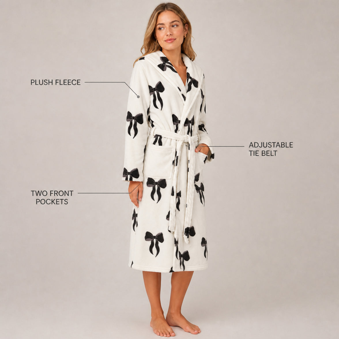 Daisy Dreamer Women's Hooded Fleece Dressing Gown Super Soft Warm Cosy Bathrobe One Size UK Ladies Robe