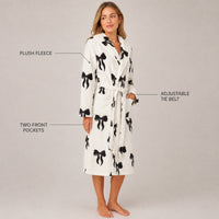 Daisy Dreamer Women's Hooded Fleece Dressing Gown Super Soft Warm Cosy Bathrobe One Size UK Ladies Robe