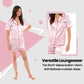 Women's Satin Silk Short Pyjama Set, Ladies Everyday Loungewear, Cosy Nightwear PJs, Black Pink Grey