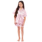 Kids Satin Silk Pyjama Set for Girls with Button-Down Shirt and Loose-Fitting Pants Comfortable Loungewear in Black Pink Grey Ages 5-14 by Daisy Dreamer. Buy now for £12.00.