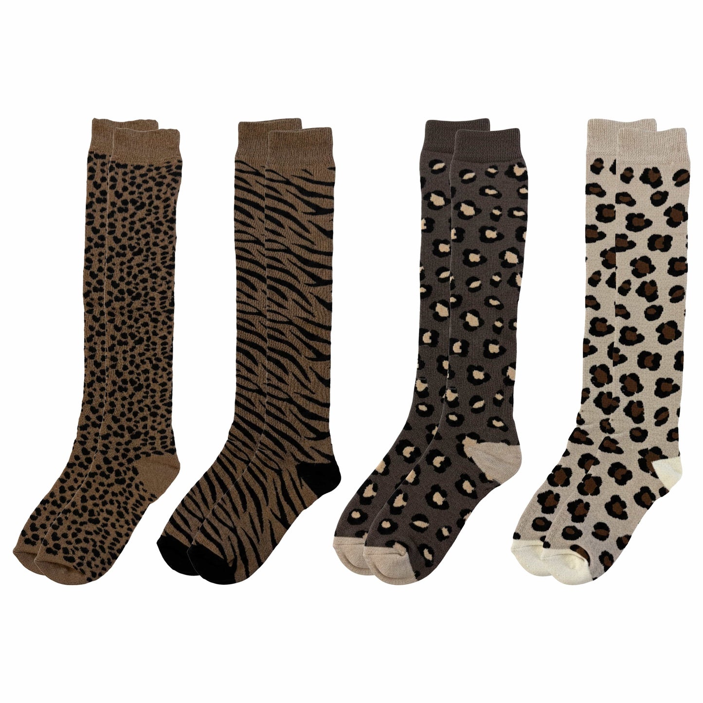 4 Pack Women’s Wellington Animal Print Socks Long Welly Socks Outdoor Warm Durable & Soft Fit UK Size 4‑8 by Sock Stack ANIMAL PRINT Socks