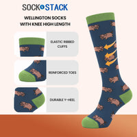 4 Pack Women’s Wellington Farm 2 Socks Long Welly Socks Outdoor Warm Durable & Soft Fit UK Size 4‑8 by Sock Stack FARM 2 Socks