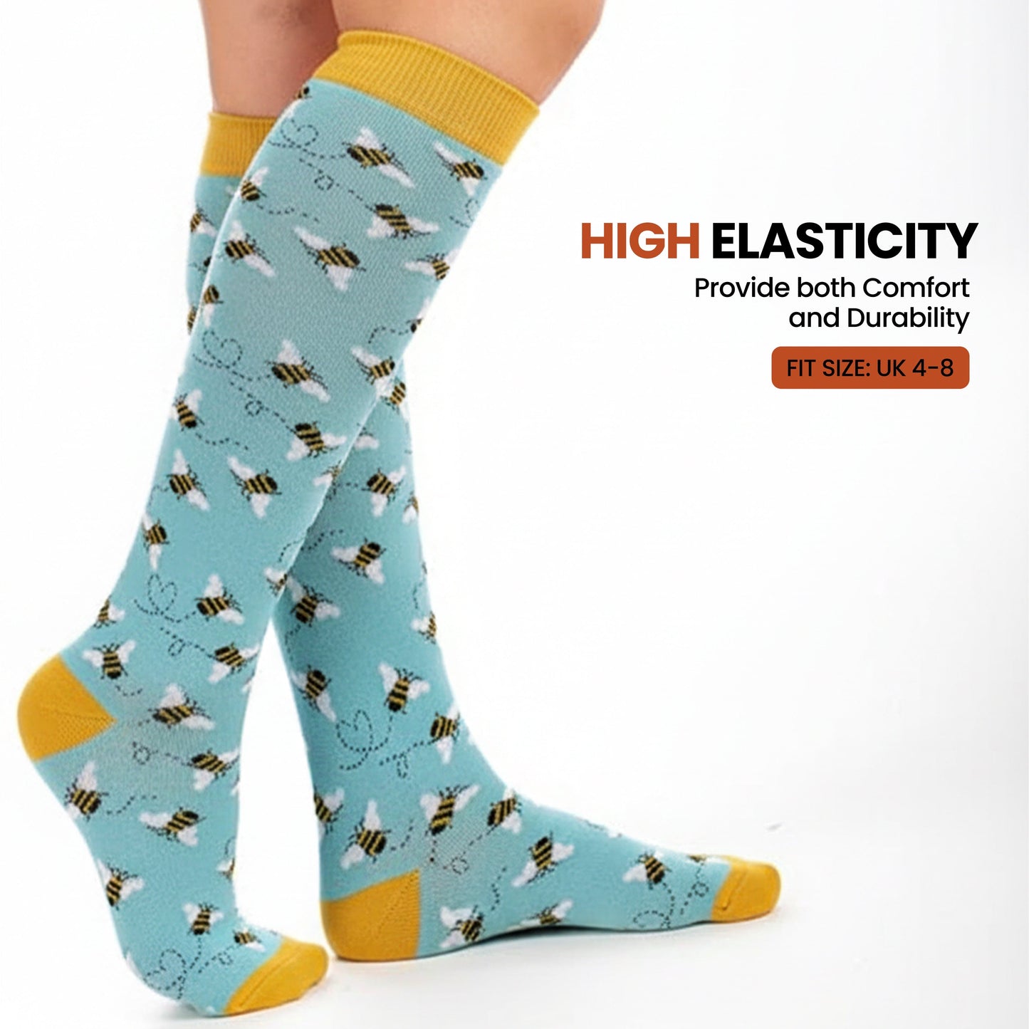 4 Pack Women’s Wellington Garden Bugs Socks Long Welly Socks Outdoor Warm Durable & Soft Fit UK Size 4‑8 by Sock Stack GARDEN BUGS Socks