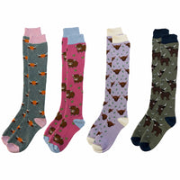 4 Pack Women’s Wellington Highland Cow Socks Long Welly Socks Outdoor Warm Durable & Soft Fit UK Size 4‑8 by Sock Stack HIGHLAND COW Socks