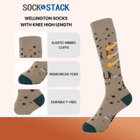 4 Pack Women’s Wellington Walking The Dog Socks Long Welly Socks Outdoor Warm Durable & Soft Fit UK Size 4‑8 by Sock Stack WALKING THE DOG Socks