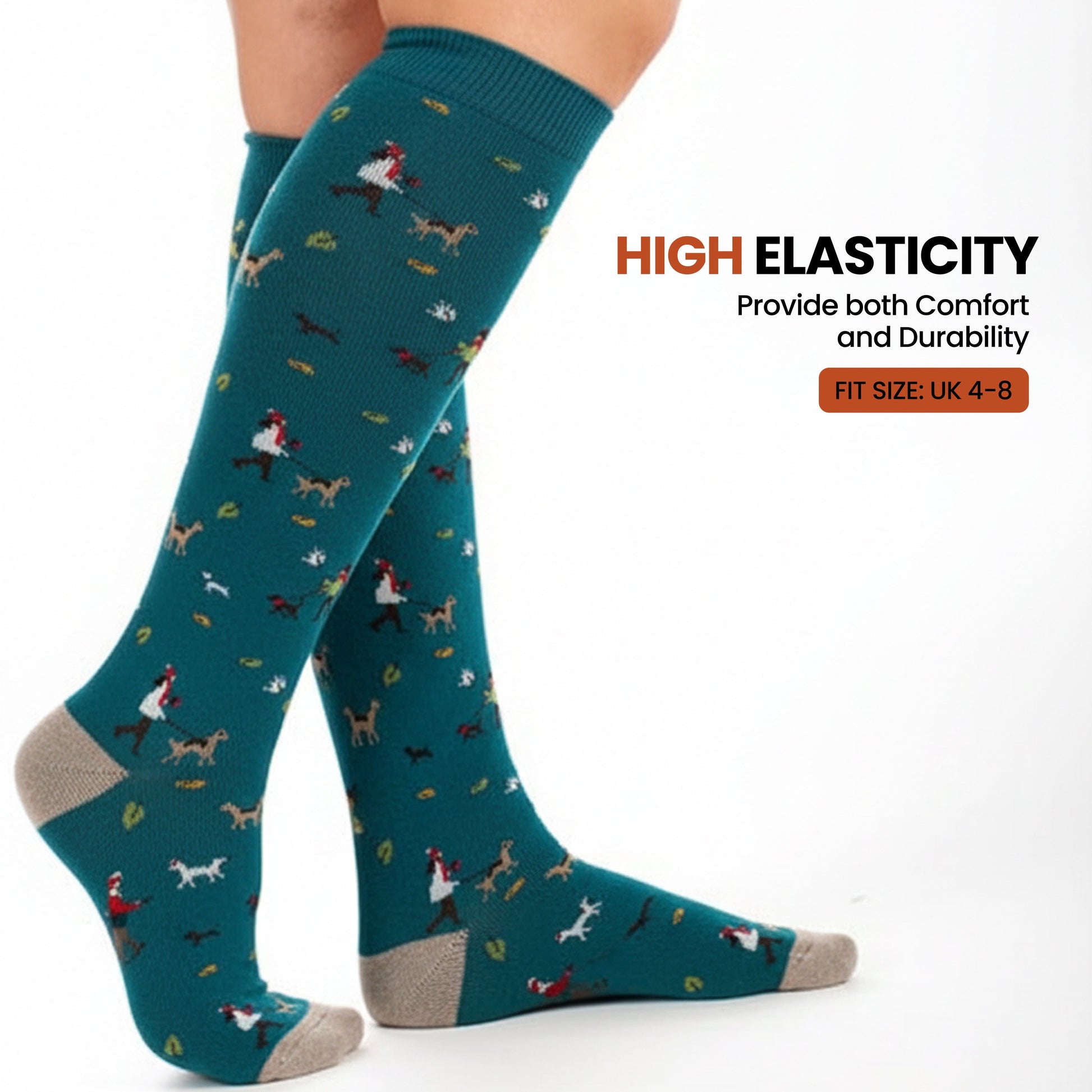 4 Pack Women’s Wellington Walking The Dog Socks Long Welly Socks Outdoor Warm Durable & Soft Fit UK Size 4‑8 by Sock Stack WALKING THE DOG Socks