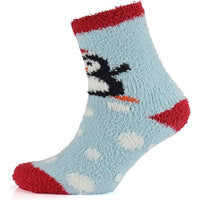4 Pairs Ladies Christmas Slipper Socks Non-Skid Gripper Soles Winter Stocking Filler Gift Festive Rudolph Penguin Designs Sock Stack Socks