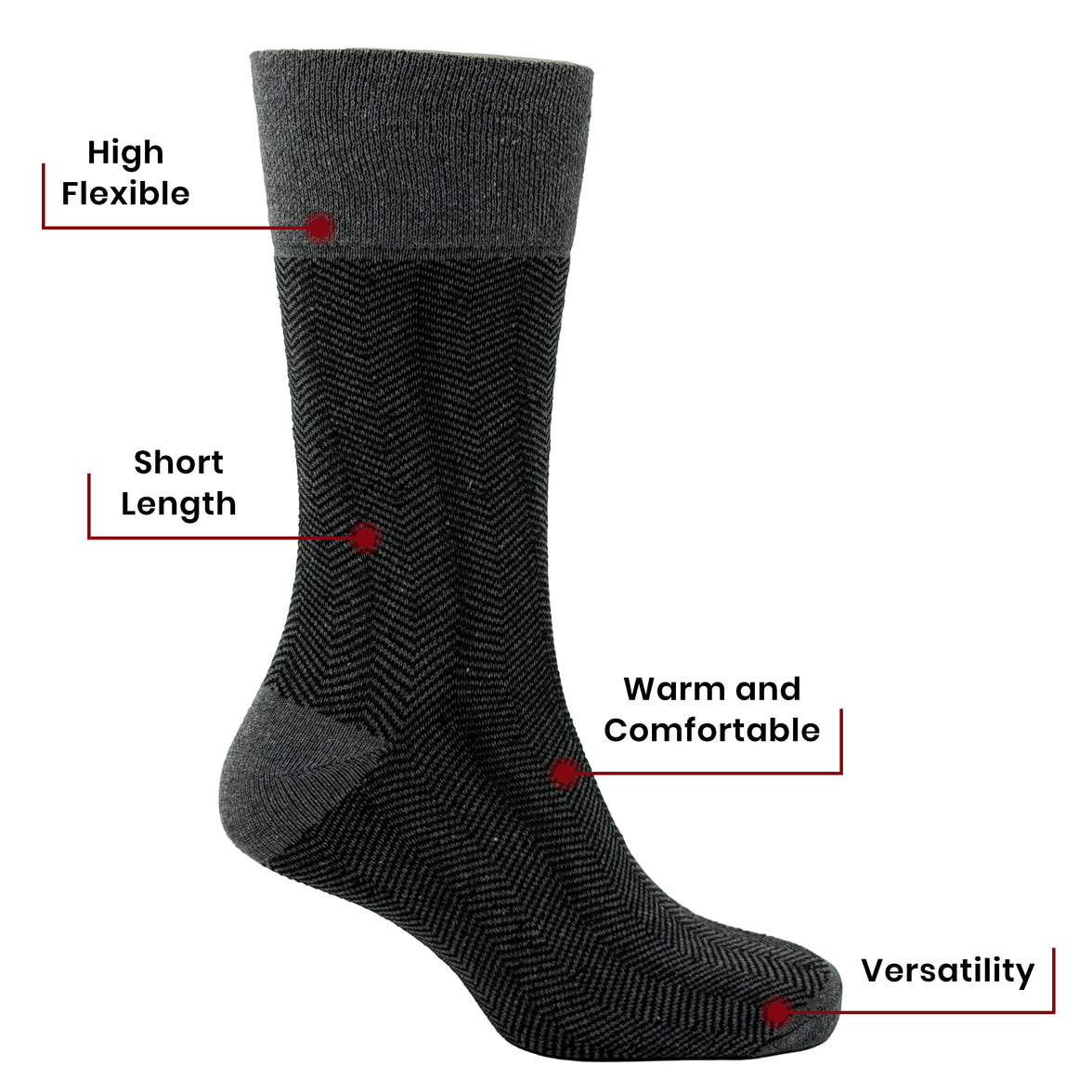 Sock Stack メンズ用糖尿病対応ノンエラスティック・ゆったりフィットソックス シェブロン柄 6足セット サイズ6～11 綿素材 快適なカフス 通気性 毎日使い
