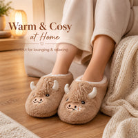 Sock Stack Women's Highland Cow Slipper Socks Fluffy Warm Fleece Non Slip Cosy Indoor Socks UK 3-8