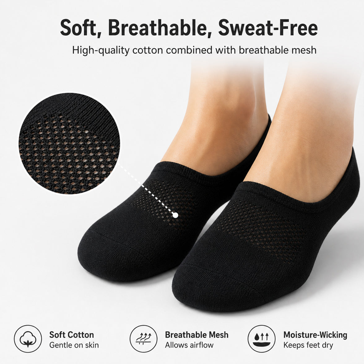 Sock Stack Women's No Show Trainer Socks 6 Pairs Low Cut Non-Slip Heel Grip UK 4-8