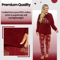 Daisy Dreamer women's Highland cow print cotton jersey pyjama set with long sleeves, comfortable loungewear in S-XL UK sizes