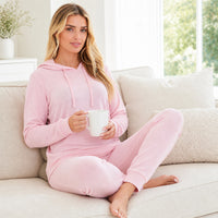 Daisy Dreamer Hooded Pyjama Set Womens Pink Grey Long Sleeve Hoodie and Pants Luxurious