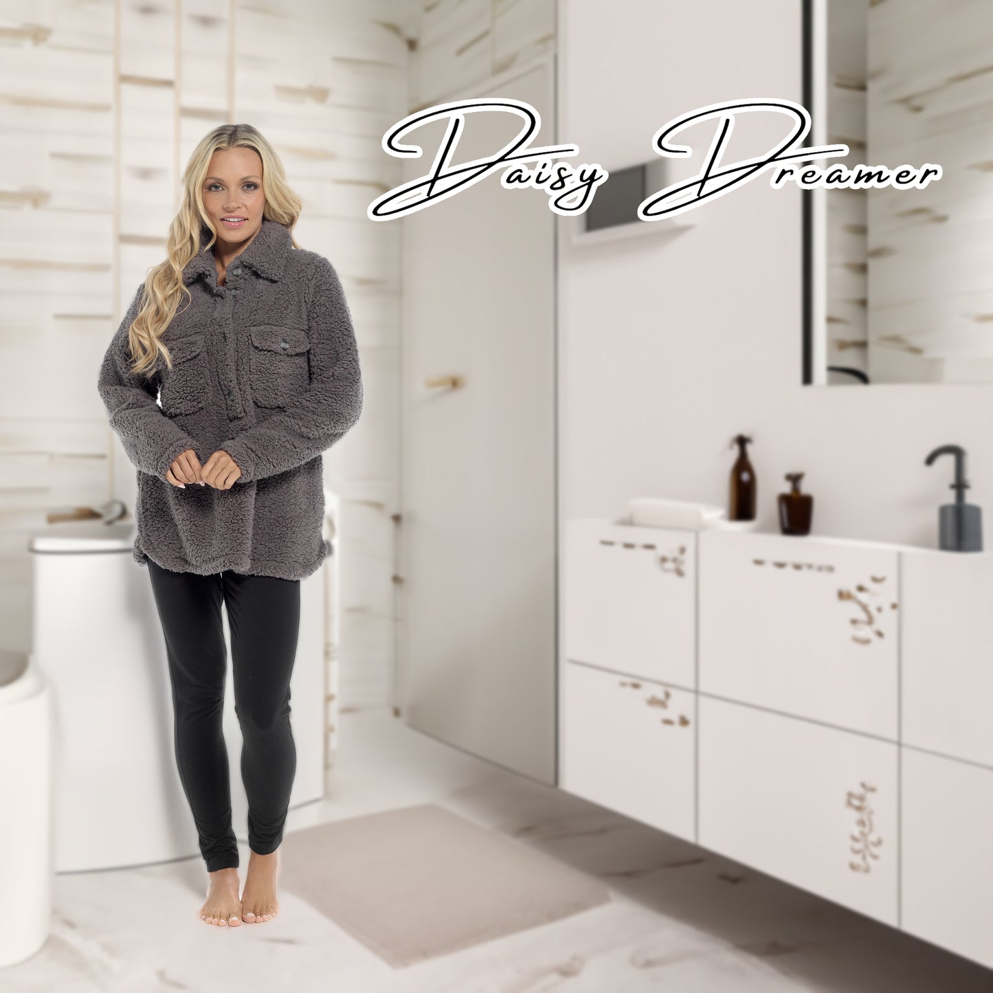 Women's Ultra-Soft Sherpa Lounge Set Long Sleeve Top and Leggings with Double Pockets Cozy Pajamas for Chilly Days Multiple Sizes Daisy Dreamer. Buy now for £20.00.