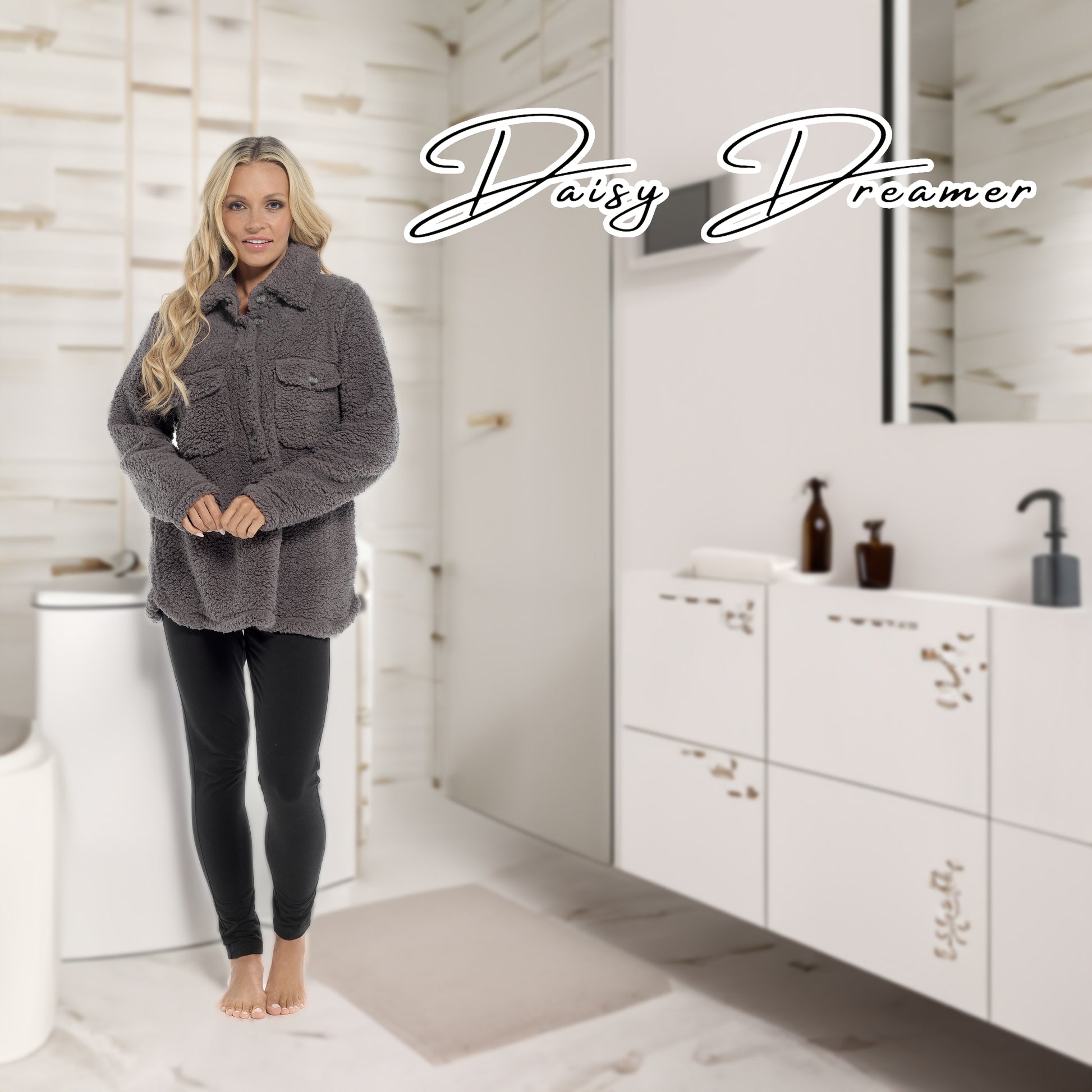 Women's Ultra-Soft Sherpa Lounge Set Long Sleeve Top and Leggings with Double Pockets Cozy Pajamas for Chilly Days Multiple Sizes Daisy Dreamer. Buy now for £20.00.