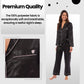 Luxurious Women's Satin Silk Long Sleeve Pyjama Set Cozy Loungewear Nightwear with Dress Shirt Collar and Loose-Fitting Pants in Black Pink Grey by Daisy Dreamer. Buy now for £13.00.