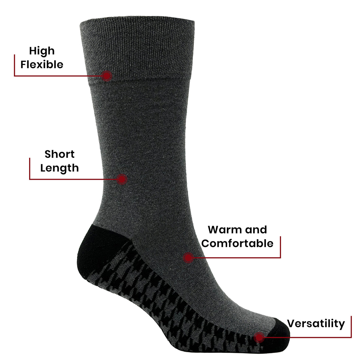 Sock Stack メンズ用糖尿病対応 ノンエラスティック ゆったりグリップソックス 千鳥格子 6足組 サイズ6～11 コットン製 快適な履き口 通気性 毎日使いに最適