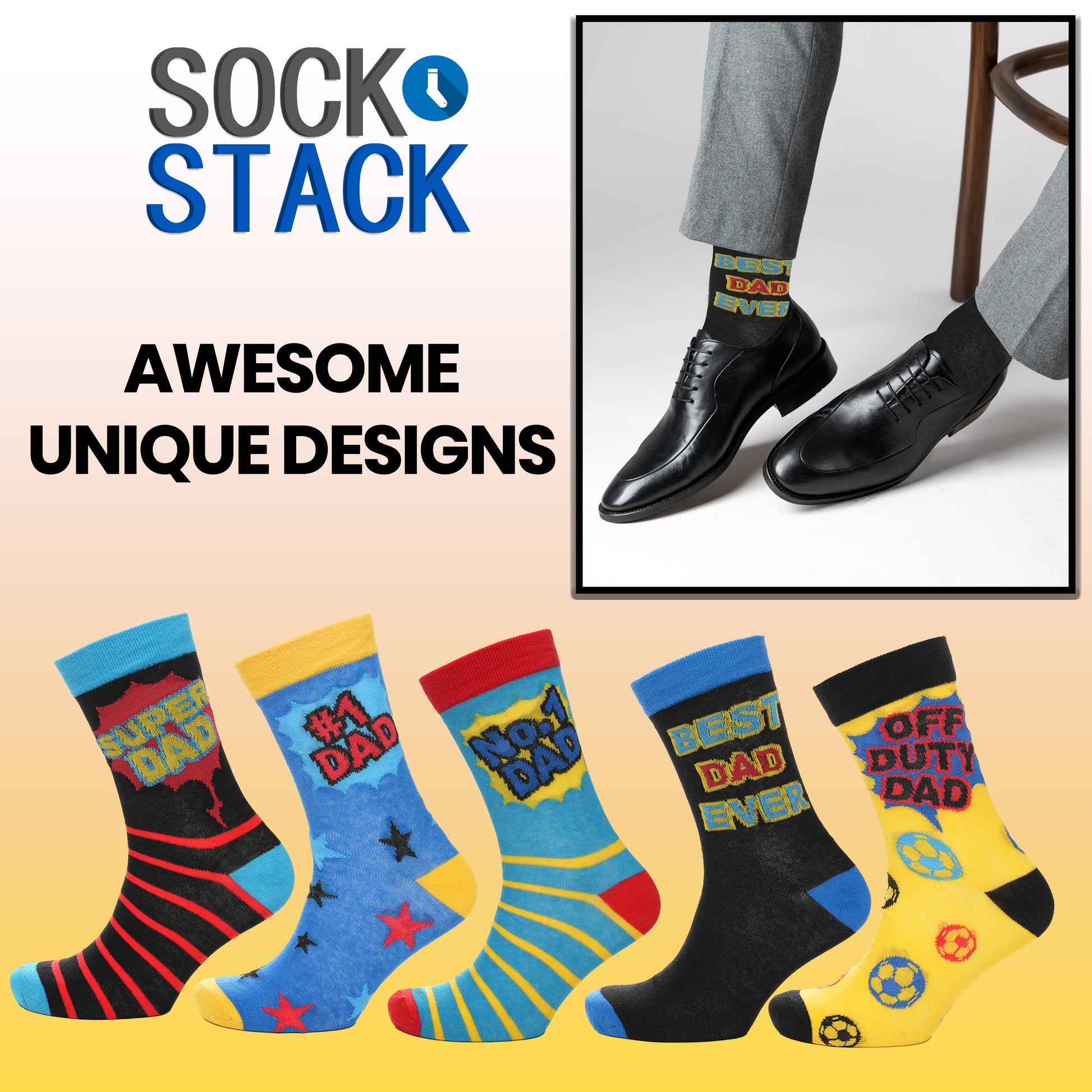 5 Pack Mens Cotton Rich Novelty Dad Socks Colourful Breathable Fun Gift for Fathers Day & Birthdays By Sock Stack. Buy now for £9.00.
