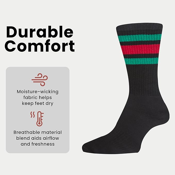 5 Pack Men's Stripes Sport Socks Cotton Durable Blend for Sports Casual & Everyday Designer Wear by Sock Stack UK 7-11 / STRIPES Socks