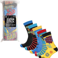5 Pack Mens Cotton Rich Novelty Dad Socks Colourful Breathable Fun Gift for Fathers Day & Birthdays By Sock Stack UK 6-11 / DESIGN 1 Socks