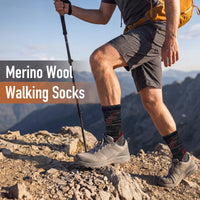 Sock Stack men's merino wool hiking and walking socks in a 4-pack, featuring cushioned soles, UK size 6-11, shown in a group.