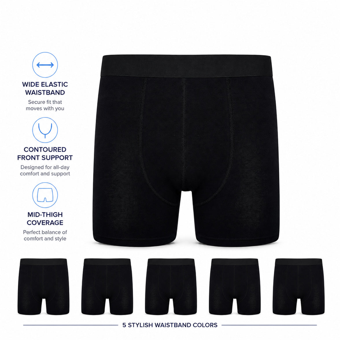 Sock Stack Men's Boxer Shorts 5 Pack Organic Cotton Stretch S-XXL